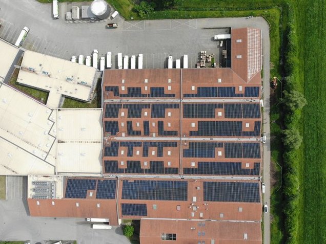 Installierte Photovoltaikanlage am Standort in Coesfeld, Draufsicht